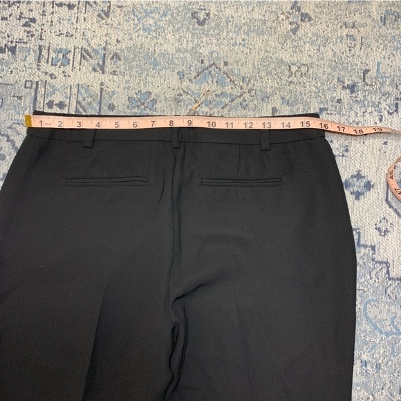 Melanie Lyne Straight Pants Sz 8 Black Crepe Cuffed Hem Casual Dress Trousers - Picture 6 of 13